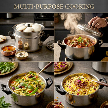 Stainless Steel Multi Cooker + 12 Cavity Idli Rack (1MMC1)