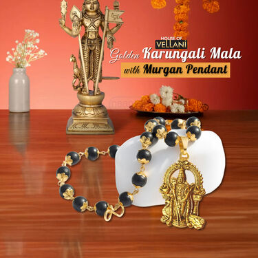 Golden Karungali Mala with Murgan Pendant (GKMP1)