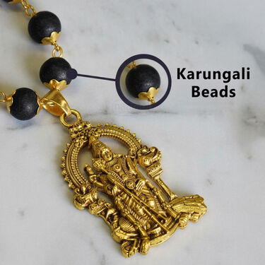 Golden Karungali Mala with Murgan Pendant (GKMP1)