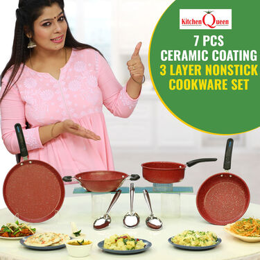 7 Pcs Ceramic Coating Nonstick Cookware Set (7CCNC1N)