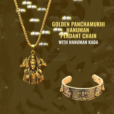 Golden Panchmukhi Hanuman Pendant Chain With Hanuman Kada (HPCK)