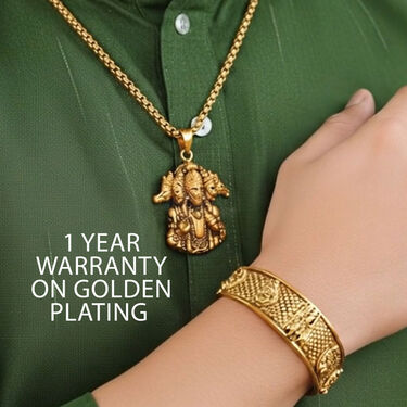 Golden Panchmukhi Hanuman Pendant Chain With Hanuman Kada (HPCK)
