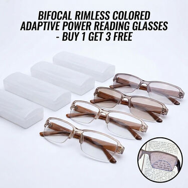 Bifocal Rimless Colored Adaptive Power Reading Glasses - Buy1 Get 3 Free (4BCORG2)