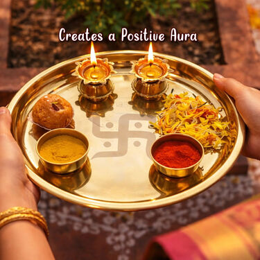 5 Pcs Golden Pooja Thali Set (5SPT1)