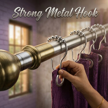 12 Premium Stainless Steel Curtain Rings With Hooks (12HS)